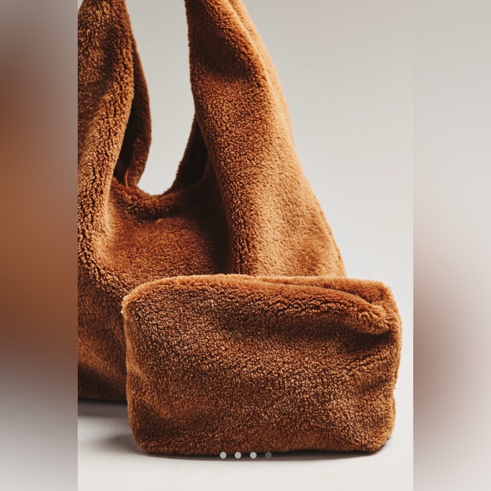 NWT Anthropologie The Love Knot Slouchy Bag: Sherpa Edition - Picture 4 of 5